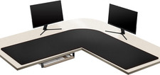 L-Shaped Desk Mat PU Leather Black, (55