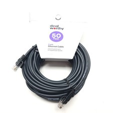 Cat 6 Ethernet Cable - Dealworthy 50' Black: 1.25 Gbps RJ-45 Male-to-Male picture