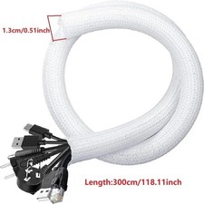 Braided Cable Sleeve PET Nylon Wrapping Wire Protector Casing Desk PC TV Cord picture