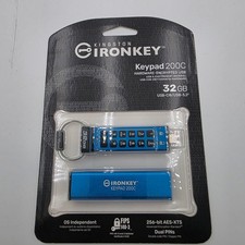 Kingston IronKey KP200C 32GB FIPS 140 3 Encrypted USB-C Drive with Keypad picture