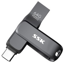 SSK USB 3.2 Flash Drive 64GB up to 240MB/s Dual USB A+C Memory Thumb Stick picture