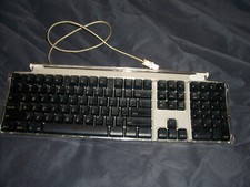 APPLE Macintosh PRO Keyboard M7803 Clear Black Keys W/ USB Adapter Tested Works picture