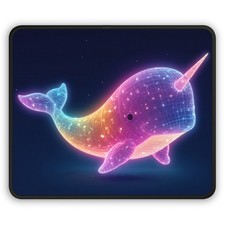 Neon Rainbow Narwhal Gaming Mouse Pad | Cute Cosmic Sea Creature picture