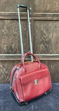 McKlein Glen Ellyn Red Leather Detachable Wheeled Laptop Case With Cover picture