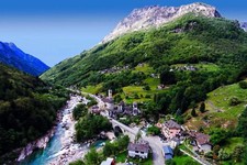 Landscape nature mountains river bridge switzerland Custom Gaming Mat Desk picture