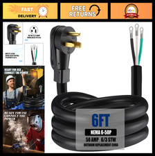 6.6FT 6AWG 3-Prong Power Cord for NEMA 6-50P 50A Welder, Dryer, Generator, ETL L picture