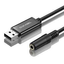 USB to 3.5mm Jack Audio Adapter, USB-A 45 inch / 120 cm / 1-Pack, Black picture