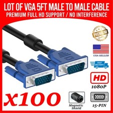 Lot of 100 VGA to VGA Cable 5ft 1080p HD Male to Male Monitor Laptop PC Computer picture