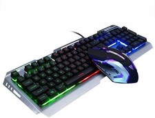 Wired Gaming Keyboard And Mouse Combo RGB Rainbow LED Backlit For PC Gamer Set picture