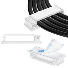 100 PCS Self Adhesive Cable Clips(L) White,Wire Clips Cable Management Wire O... picture