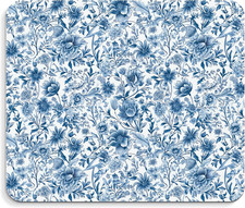 Chinoiserie Floral Mouse Pad - Blue and White Porcelain Floral Mousepad, Blue Ch picture