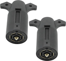 2 Pcs 7 Pin 12V Trailer Plug Connector, 7-Way Male End Trailer Light Wiring Harn picture