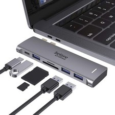 Adaptador Usb C 6 En 1 Para Macbook Pro Air Con Lector De Tarjetas Y Puertos Usb picture
