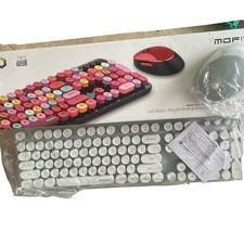 MOFII 104 Round Keys Lovely Full-Size Keyboard Mouse Mint Blue Green New NIB picture