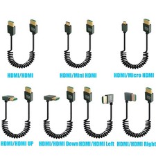8K HDMI to MINI/Micro HDMI Coiled Cable 90 Degree Angled 2.1 Cable for Camera PC picture