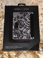 KENDALL + KYLIE Black Lace Print Tablet Folio Cover fits iPad 5th Generation 9.7 picture
