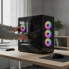 Elegant V100-ATX Mid Tower PC Case | 4 Pre-Installed ARGB Fans & RGB Lighting picture