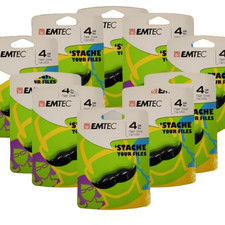 Emtech 4GB Mustache Novelty Flash Drive 'Stache Your Files (Bundle Of 10) picture