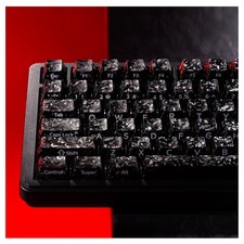 119Key XVX Black Keycaps Forged CarbonLook Cherry Profile ANSI MX Switches picture