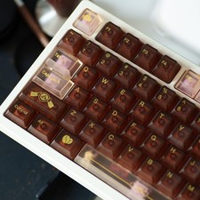 1 Set Brown Clear Keycaps Fog Translucent Custom Cherry Profile Backlit 153key picture
