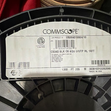 CommScope CS340 Cat6 1000 ft U/UTP Bulk Ethernet Cable Spool Black picture