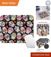 Unique Floral Mouse Pad with Sugar Skull Design - Compact Ergonomic 9.5x7.9 Inch picture