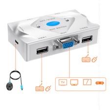 1pc MT-VIKI MT-201KL 2 Port VGA USB KVM Switch With Wire Remote Controller White picture
