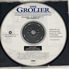 Vintage 1998 Grolier Multimedia Encyclopedia PC CD-ROM Windows 95 3.1 OEM Disc picture