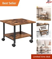 Portable Under Desk Printer Cart - Mobile Storage Rack - Rustic Brown and Black picture