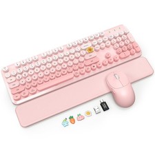 Wireless Keyboard and Mouse Combo, Magnetic Soft-Touch Wrist Blush Pink Ombre picture