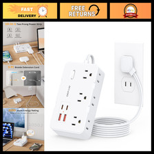 2 Prong to 3 Prong Power Strip Adapter - 6 Outlets, 4 USB Ports, Surge Protector picture