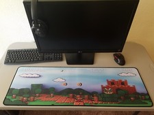 Mario Bros Mousepad 8 Bit Art Goomba Large 90x30 Locked Edges Vivid Mouse Pad picture