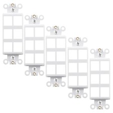 5x 6 Hole Port Keystone Jack Wall Plate Insert Decora Style Modular 1-Gang White picture