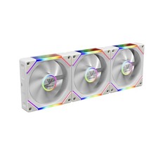 GAMDIAS 120mm ARGB PWM Fan Reverse Fan Blade x3 (3 Pack, no Hub) - White picture