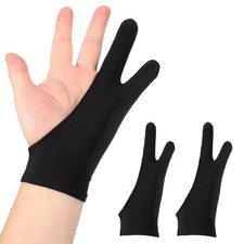 2pcs Artist Drawing Glove S Size 3-Layer 2-Fingers Graphics Painting Glove Black picture