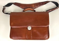McKlein USA Brown Leather Briefcase Padded Solid Pattern w/ Shoulder Strap picture