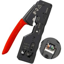 Pass Thru Crimper RJ45 RJ12 RJ11 Network Connector CAT5 CAT6 CAT7 Red Handle picture