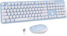UBOTIE Portable Bluetooth Computer Keyboard with Wireless Mouse--Light Blue picture