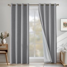 Linen 100% Blackout Curtains for Bedroom, 52