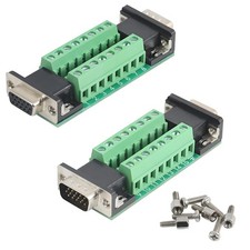 2 PCS VGA 3Row 15Pin Male To Female Breakout Board RS232 Terminal picture