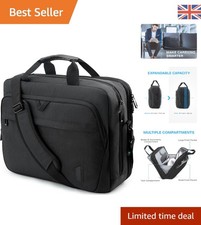 Expandable 17.3 Inch Laptop Bag - Elegant Black Briefcase with 4 Compartments picture