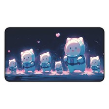 Kawaii Space Cat Desk Mat, Large Mouse Pad Galaxy Astronaut Non-Slip Gaming Pad picture