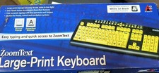 ZoomText Large Print Keyboard Easy To Read USB High Contrast Black White Keys picture
