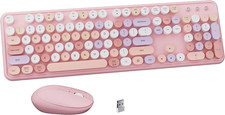 Colorful Wireless Keyboard and Mouse Combo Pink Colorful picture
