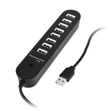 Rectangle 50cm Cable 8-Port LED Light USB 2.0 Hub Splitter Adapter Black picture