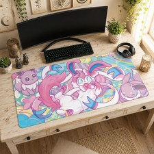 Sylveon 8657 Mouse Pad Desk Mat, Pokemon Watercolor Art Kawaii Decor Accessories picture