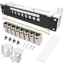 8 Port Patch Panel CAT7 Keystone Coupler Shielded Wall Mount 10 Inch 89D Rack picture