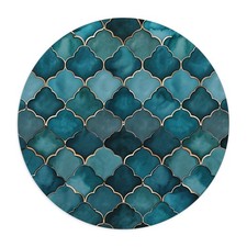 Teal Moroccan Tile Pattern Mouse Pad | Blue Green Geometric Desk Mat picture