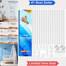 Cord Hider Wall Mount Cable Cover 236 Inch White Adhesive Screw In 3-4 Wires picture