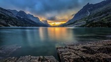Landscape nature saint mary lake glacier national park Custom Gaming Mat Desk picture